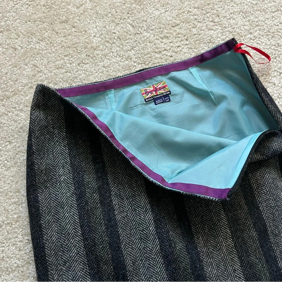 Boden British Tweed By Moon 100% Wool Striped side zip Skirt 6 R US Knee Length, - Picture 7 of 13